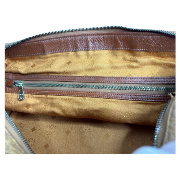 MCM Vicetos Monogram Cognac Boston Bag - Picture 12 of 12